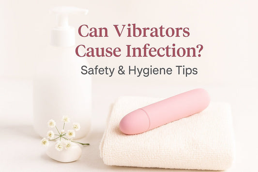 Body-safe bullet vibrator on towel with soap and flowers – guide to safe vibrator use and hygiene tips.